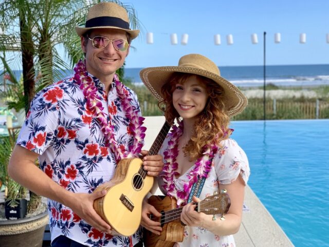 female ukulele player